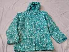 Columbia Girl Kids M Hooded Jacket Water-resistant Blue Print Outer Shell Only