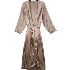 VTG Robe Housecoat Quilted Cottage Grandma Bridal Slinky Satin Lacey Crochet S