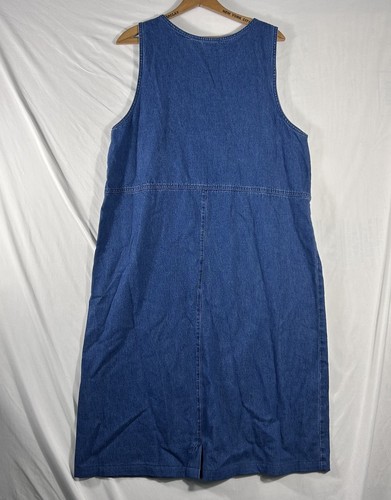 Mountain Lake Vintage 90’s Denim Midi Dress Sz XL Teacher Cottage Fall Leaves - Picture 2 of 7