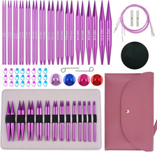 13 Pairs Interchangeable Circular Knitting Needles Set 3-10MM with 4 Cables