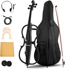 Electric Cello Full Size Silent Cello Headphone Jack Carry Bag Bow Rosin