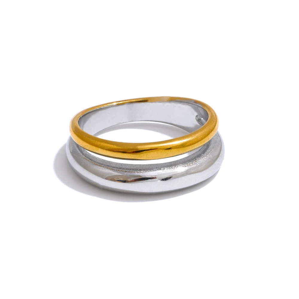Stainless Steel Ring Double Color Casting Water Resistant Women Jewelry