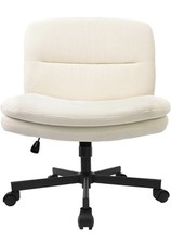Comfy Office Desk Chair with Wheels & Removable Armrests, Gold Base Swivel Chair
