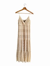 Eliza J Lace Womens Tiered Cottage Maxi Dress Sz 12 Prairie Boho Coastal Resort
