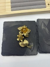 Vintage Gold Tone Roses, Leaves