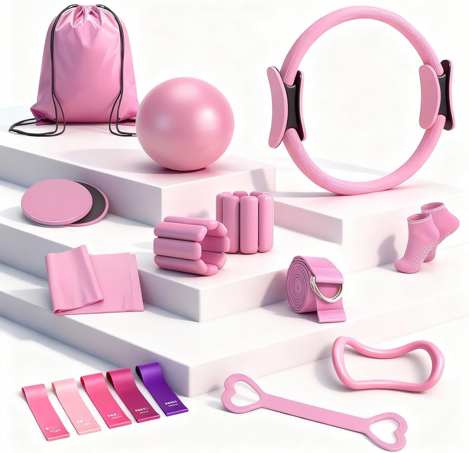 Pilates Equipment Kit for Home Workouts - 18Pcs Set- 14'' Pi