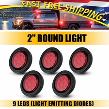 5pcs 2" Inch DOT Red Trailer Round 9 LED Marker Lights w/ Grommet for Truck RV