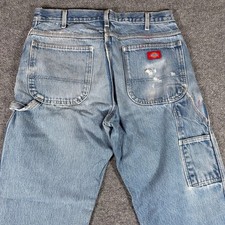 Dickies Carpenter Jeans Mens Size 34x32 Light Wash Relaxed Fit Distressed