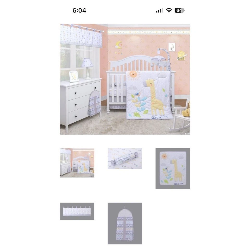 OptimaBaby Juego de 6 piezas Safari Jirafa Cuna Ropa de Cama para Niñas Multicolor Foto 2 de 2