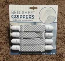NWOT Evriholder Bed Sheet Grippers 8-Pack Adjustable Straps Keep Sheets in Place