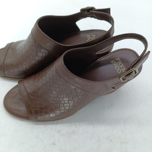 Frye & Co Faline braune Damen-Sandalen gewebt Fersenriemen Blockabsatz 6M #125 - Bild 2 von 9