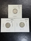 (3 Coins) 2 - 1954 1 - 1956  D Silver Roosevelt Dimes