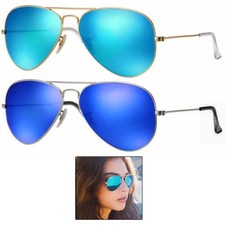 1 Retro Sunglasses Vintage Pilot with Blue Lens