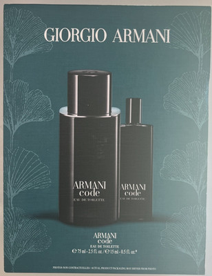 Giorgio Armani Code Eau de Toilette Gift Set for Men 2.5 oz + 0.5 oz New In Box