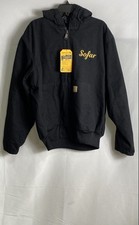 Carhartt Men's Black Washed Duck Insulated Active Jac J130 Hooded Jacket NWT L