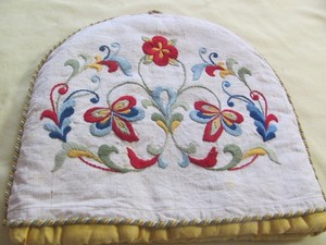 Vintage embroidered fabric tea cozy toaster blender cover