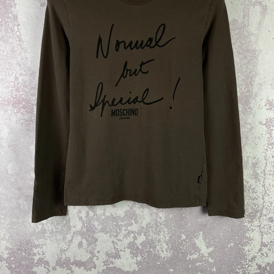Camiseta azul vintage Moschino Jeans Milano manga larga para hombre de lujo con logotipo grande talla L Foto 3 de 4