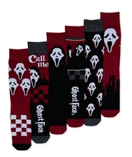 Ghost Face Mens 6 Pack Crew Socks