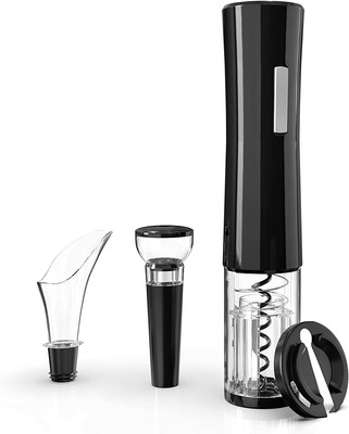 Electric Wine Opener Battery Corkscrew Bottle Foil Cutter Aerator Automatic Set
