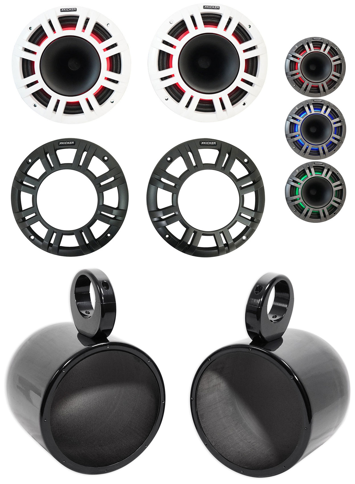 Пара динамиков KICKER 48KMXL84 8 500 Вт Морские черные колонки для вейкборда со светодиодной подсветкой KMXL8 12489000₽