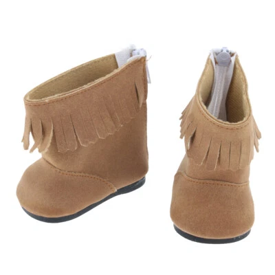 Pari Of Brown Zip Up Quaste Schuhe Stiefel Für 18 '' American Gotz Dolls