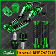 4PCS Handle Grips Cap Brake Clutch Levers Set New For Kawasaki NINJA ZX6R ZX-6R