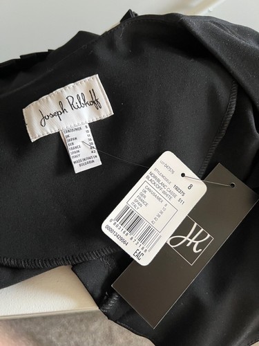 Joseph Ribkoff Blazer 8 Black Crop Pleated Open Front Bolero Jacket 3/4 Sleeve - Picture 9 of 10