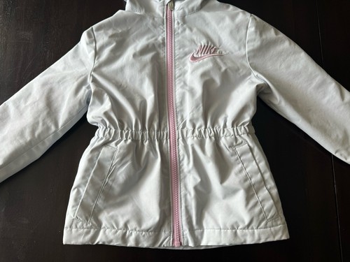 Girls Nike Ripstop Hooded Anorak Full-Zip Jacket Pure Platinum Pink Gray Sz 4 XS - Picture 3 of 11