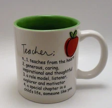 SANDRA MAGSAMEN for SILVESTRI "TEACHER" w/3D APPLE COFFEE/TEA MUG/CUP 12oz