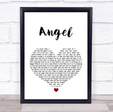 Angel White Heart Song Lyric Quote Print