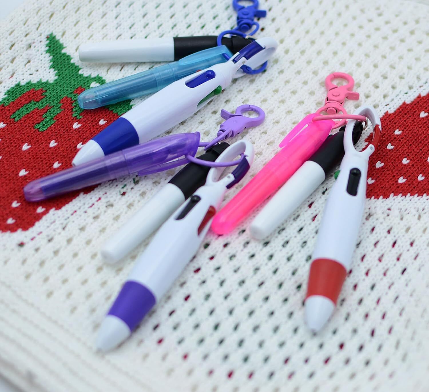 Mini Highlighter Nurse Pen Set with Keychain, Markers & Ball Pens (Purple)