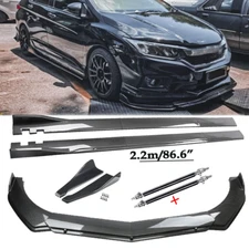Carbon Fiber Front Bumper Lip Chin Spoiler For Honda City 2010-22 Side Skirt