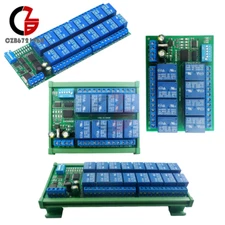 DC12V 8/16Channel RS485 Relay Module Modbus RTU PLC Expaning Board DIN Rail Case