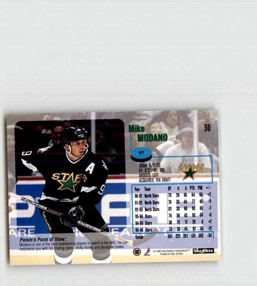 1996-97 Skybox Impact Mike Modano #30 - Image 2 of 2