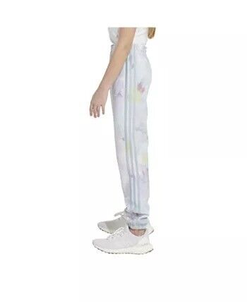 Adidas WONDER BLUE Big Girls 3-Stripe Cotton Fleece Jogger Pants, US Large (14) - Picture 2 of 4