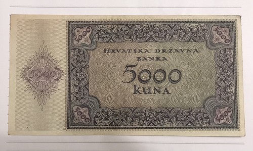 Croatia 5000 Kuna 1943 P-14a Series A, XF+ - Picture 2 of 2