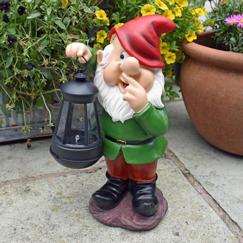 Gnome Garden Ornament Fairy Dwarf Statue LED Solar Lantern Light Décor UK GIFTS - Picture 4 of 61