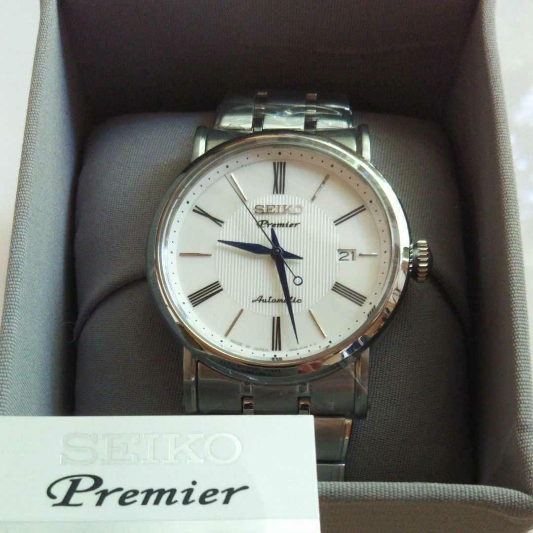 SEIKO Premier Automatic Watch SRPA17J1 White Silver Stainless Steel Band