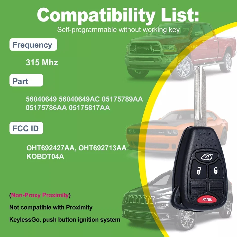 2 nuevos llaveros remotos de repuesto y kit de herramientas para Jeep Liberty 2008-2012 selectos Foto 3 de 4