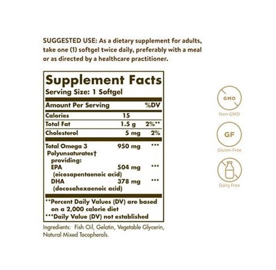 Omega 3 de alta potencia - 950 mg EPA y DHA - Mejora el bienestar del corazón (100 cápsulas blandas) Foto 2 de 3