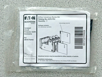 NEW Eaton CCP2-PB2 3 Pole Interphase Barrier Kit, (comes with 2 barriers)