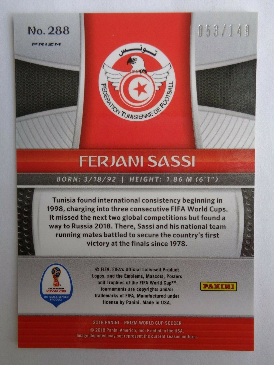 288 Ferjani SASSI Tunisia 2018 PANINI PRIZM WORLD CUP Red 053