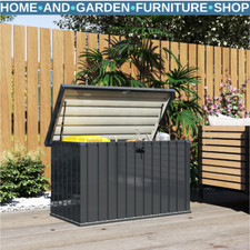400L Metal Garden Storage Box Waterproof Outdoor Container with Lockable Lid