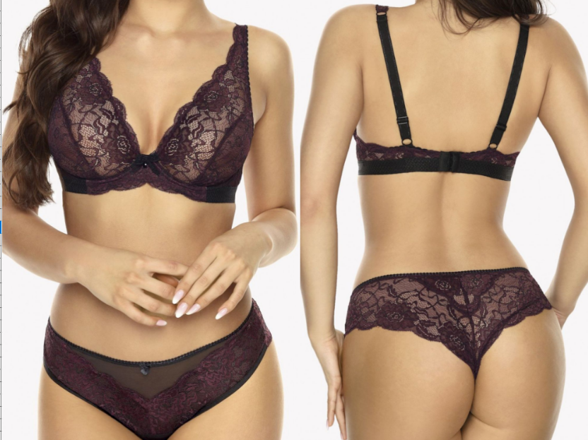 GAIA Ladies Bralette Underwired Embroidery Lace Gr.70-85 B C E Brazilian Plum-image