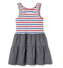 NWT BABY GAP CHAMPRAY STRIPED TANK DRESS GIRLS 18-24 MONTHS w/ diaper cover