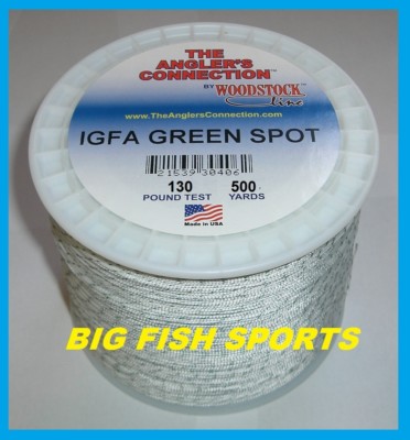 WOODSTOCK BRAIDED DACRON IGFA Fishing Line Green Spot 130lb-500yd FREE USA SHIP!