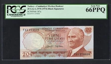 Turkey 20 Lirasi 1970 (ND 1974) P187a Uncirculated Grade 66