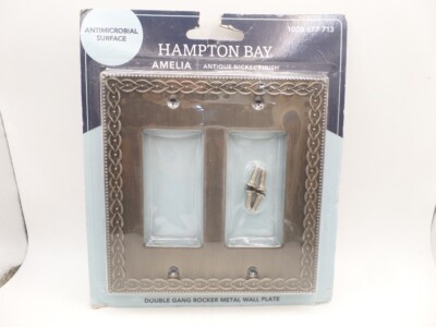 HAMPTON BAY 93RRANHB AMELIA 2-GANG ROCKER ANTIQUE NICKEL CAST METAL WALL PLATE