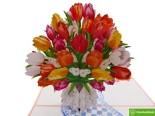 Rainbow Tulip Bouquet, Pop Up Card, 3D Popup Greeting Cards for all occasion