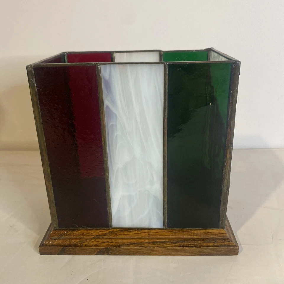 "Candelabro vintage vitral Saguaro Cactus rojo blanco verde 5,75"" de alto" Foto 4 de 4